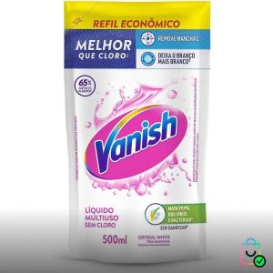 Tira Manchas Vanish Líquido Crystal White para Roupas Brancas Refil Econômico 500ml