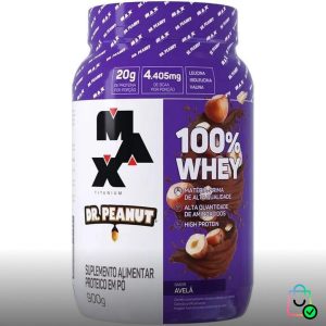100 Whey Max Titanium x Dr Peanut 900g Sabor Avelã