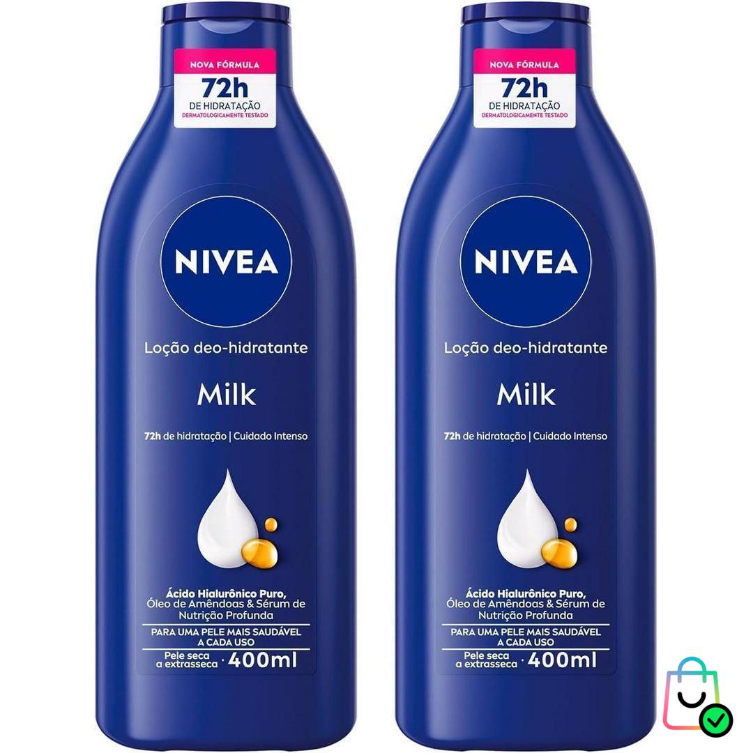 NIVEA Kit Loção Hidratante Milk Pele Seca a Extrasseca 400ml 2 unidades