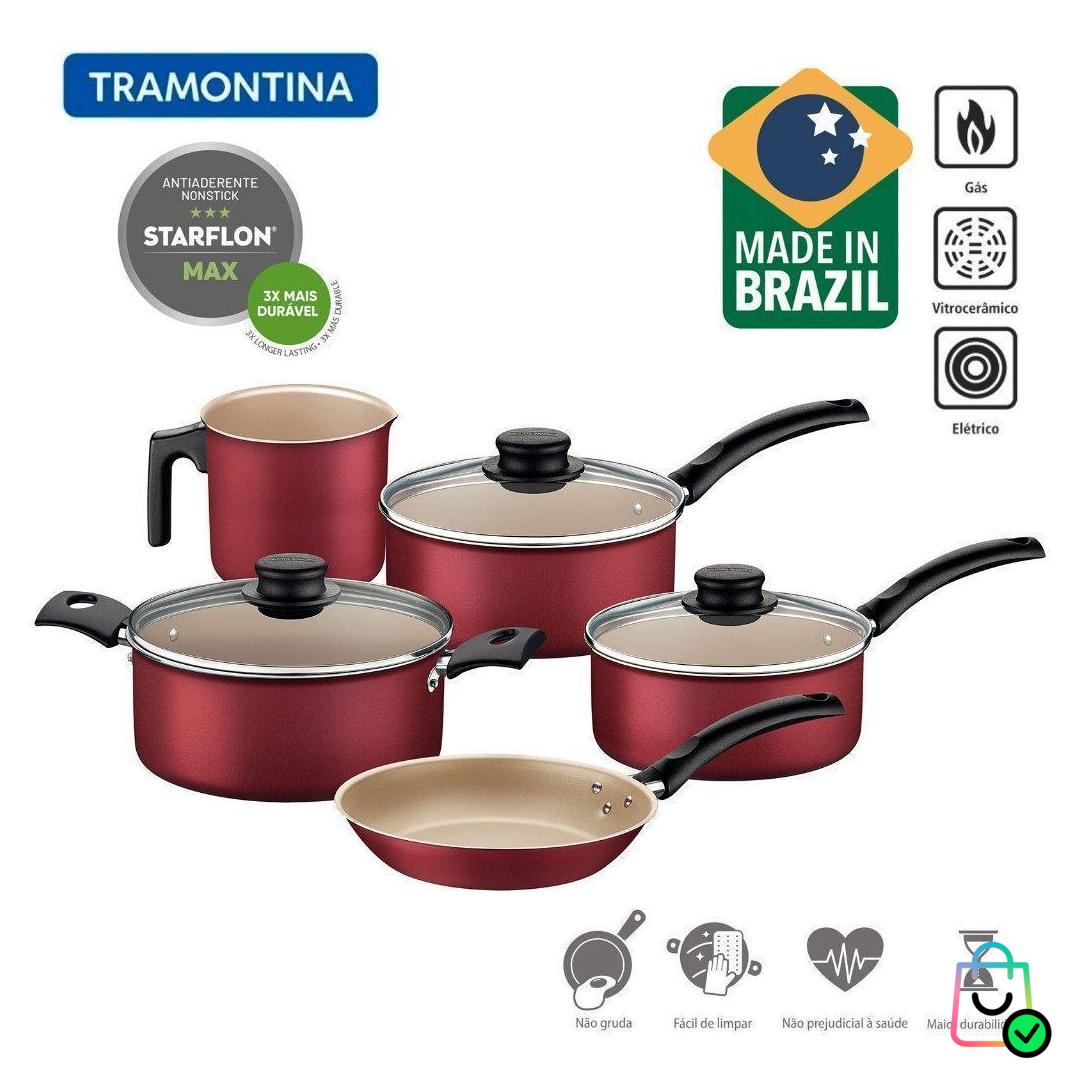 Jogo de panelas Tramontina Turim 5 peças em alumínio antiaderente
